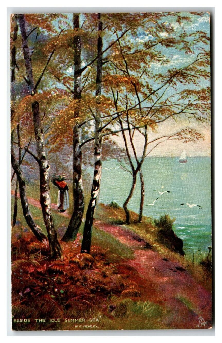 Tuck's Oilette Postcard: Beside the Idle Summer Sea, Silver Birches by H.C